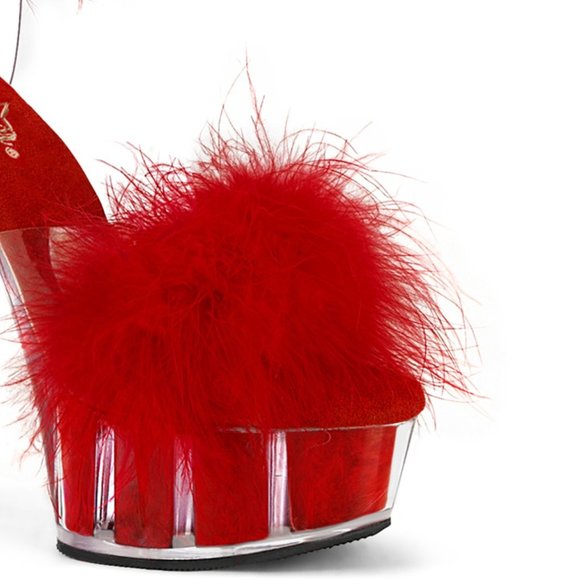 Platform Marabou Fur High Heel Shoes - Picture 3 of 5